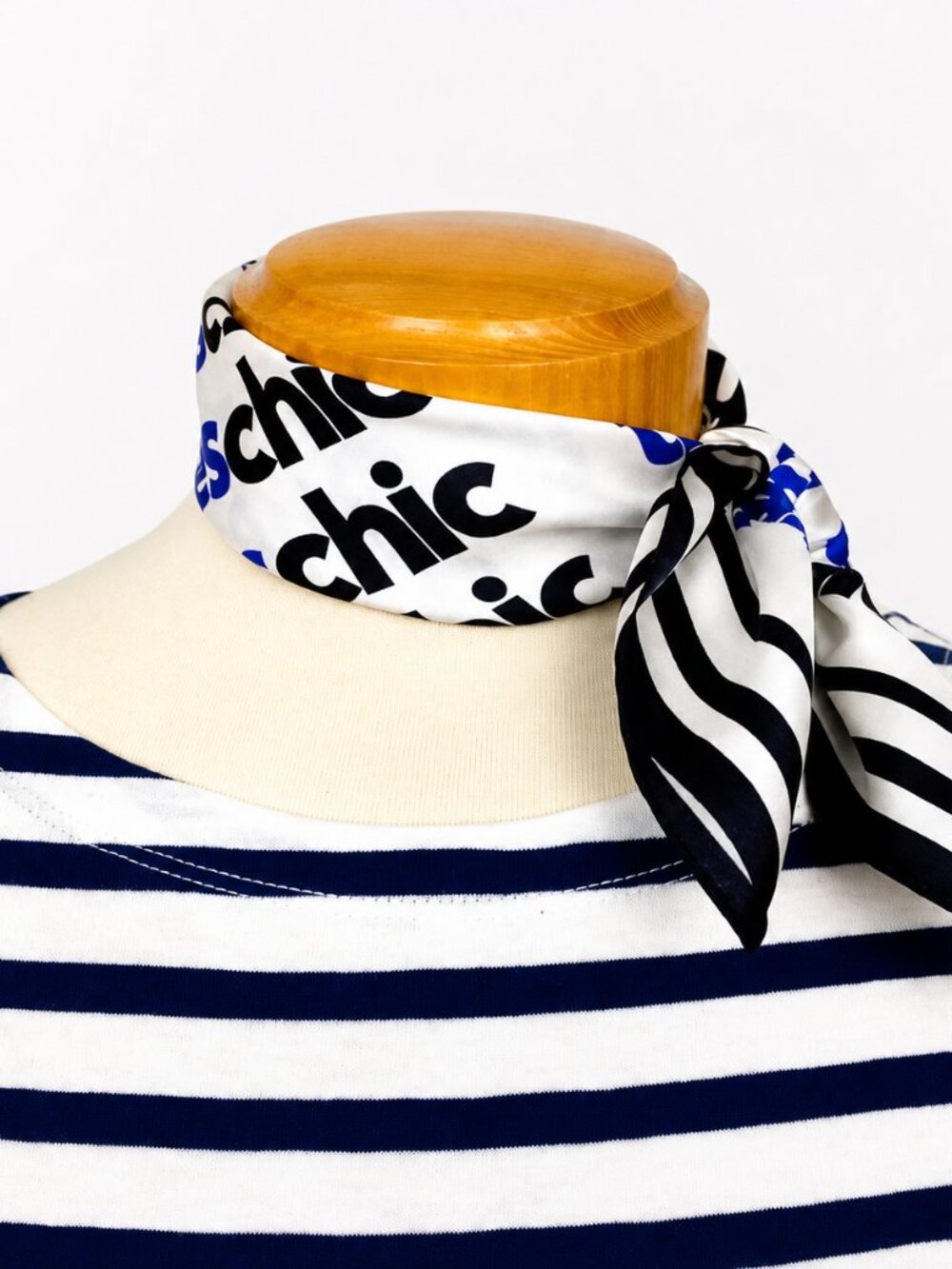 NWT J.Crew Très Chic Silk Scarf White Navy Black